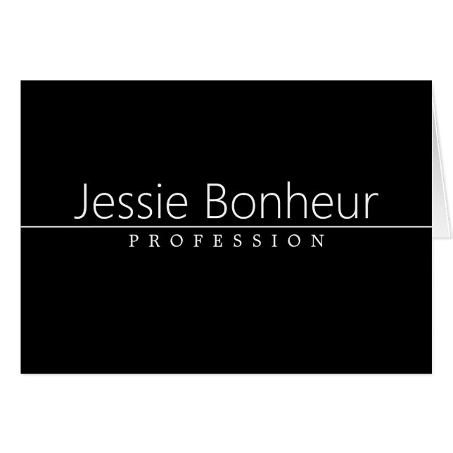 Enkel, vit text i klass på svart hälsningskort (Framsidan Horizontal)