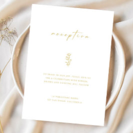 Enkel vit vigselreception fästmöteskort i guld inbjudningar