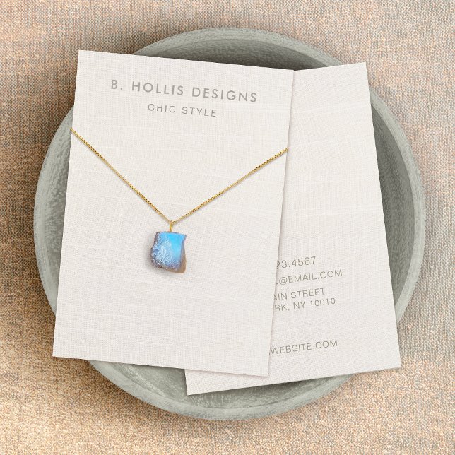 Enkel vit Visning (bild) Necklace-innehavare Visitkort (Skapare uppladdad)