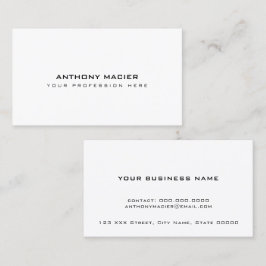 enkel, vit vit, minimal visitkort