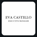 Enkel Vita hanterare för trendig Modern Elegant Fyrkantigt Klistermärke<br><div class="desc">Trendig Modern Anpassa Professionell Enkel design.</div>