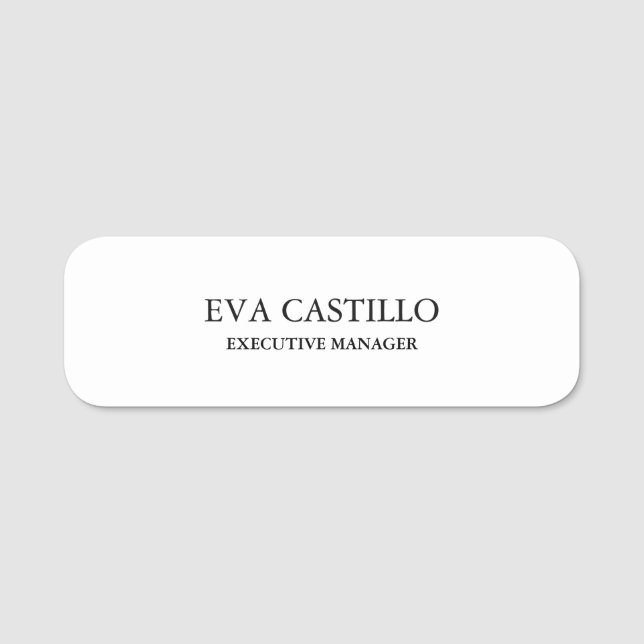 Enkel Vita hanterare för trendig Modern Elegant Namnbricka (Framsida)