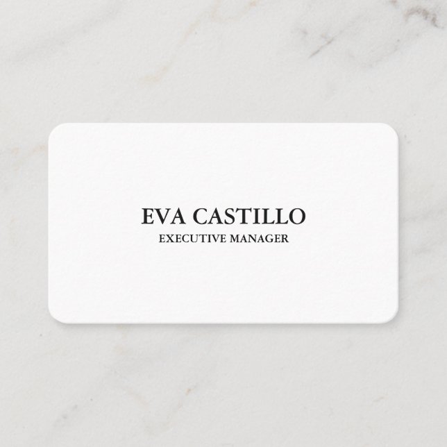 Enkel Vita hanterare för trendig Modern Elegant Visitkort (Framsida)