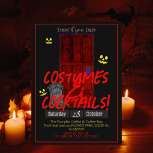 Enkel vuxen mörk Halloween fest mystisk dörr Inbjudningar