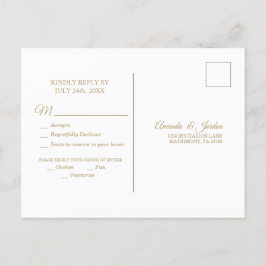 Enkel vykort för svar på Guld-calligrafi