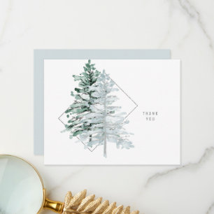 Enkel Watercolor Woodlands Sea GlassWedding Tack Kort