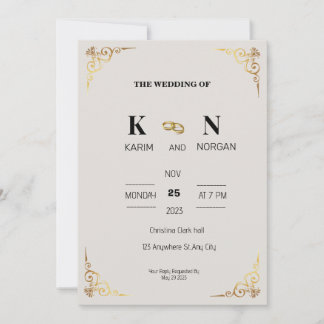ENKEL WEDDING-INVITATION-grädde Inbjudningar
