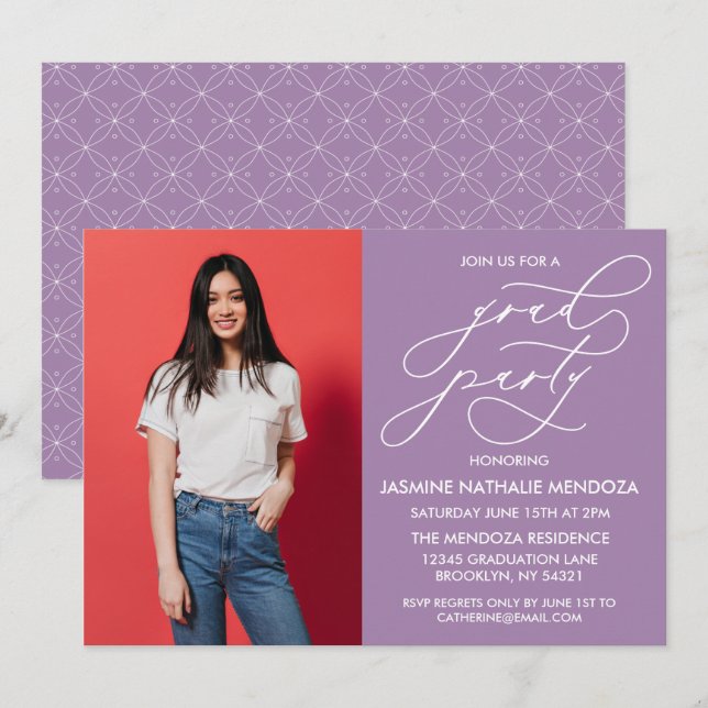 ENKEL WHIMSICAL CALLIGRAPHY STUDENTEN INVICATION INBJUDNINGAR (Fram/baksida)