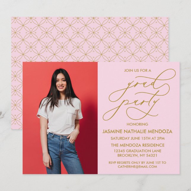 ENKEL WHIMSICAL CALLIGRAPHY STUDENTEN INVICATION INBJUDNINGAR (Fram/baksida)