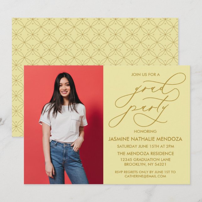 ENKEL WHIMSICAL CALLIGRAPHY STUDENTEN INVICATION INBJUDNINGAR (Fram/baksida)