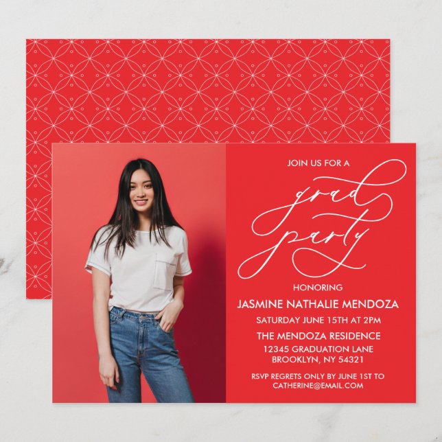 ENKEL WHIMSICAL CALLIGRAPHY STUDENTEN INVICATION INBJUDNINGAR (Fram/baksida)