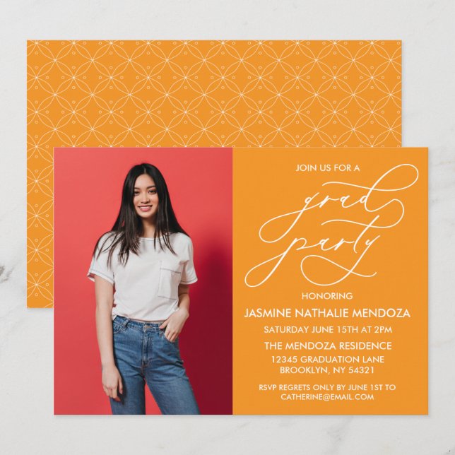 ENKEL WHIMSICAL CALLIGRAPHY STUDENTEN INVICATION INBJUDNINGAR (Fram/baksida)