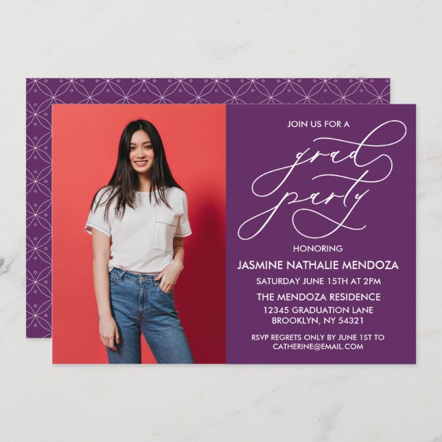 ENKEL WHIMSICAL CALLIGRAPHY STUDENTEN INVICATION INBJUDNINGAR (Fram/baksida)