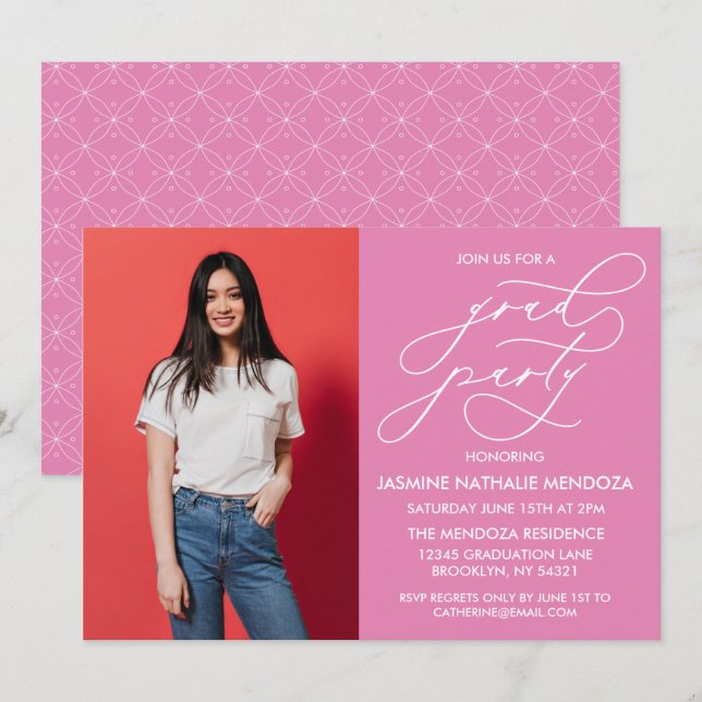 ENKEL WHIMSICAL CALLIGRAPHY STUDENTEN INVICATION INBJUDNINGAR (Fram/baksida)