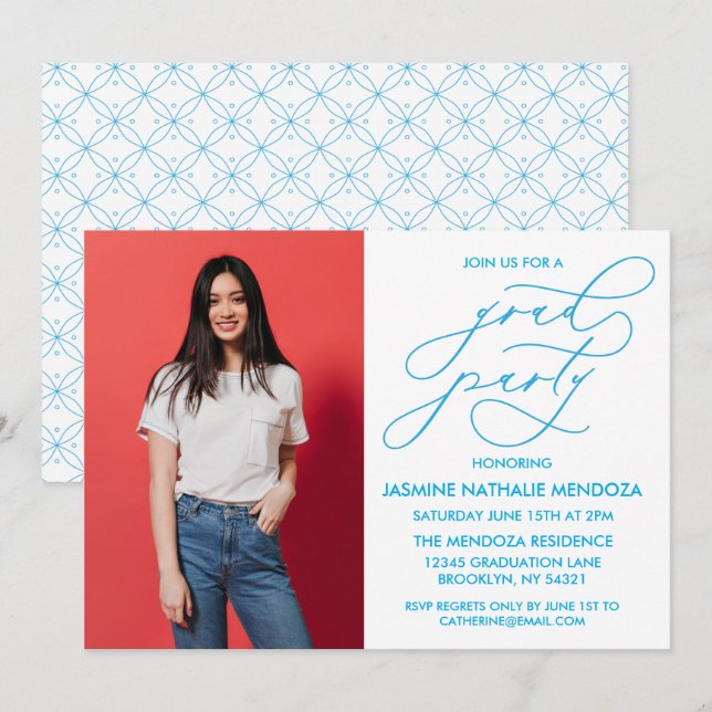 ENKEL WHIMSICAL CALLIGRAPHY STUDENTEN INVICATION INBJUDNINGAR (Fram/baksida)