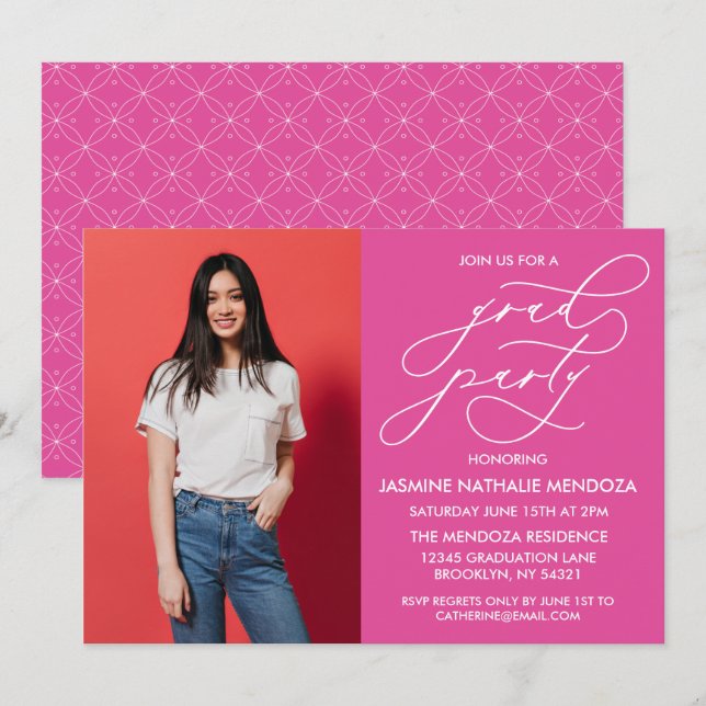 ENKEL WHIMSICAL CALLIGRAPHY STUDENTEN INVICATION INBJUDNINGAR (Fram/baksida)