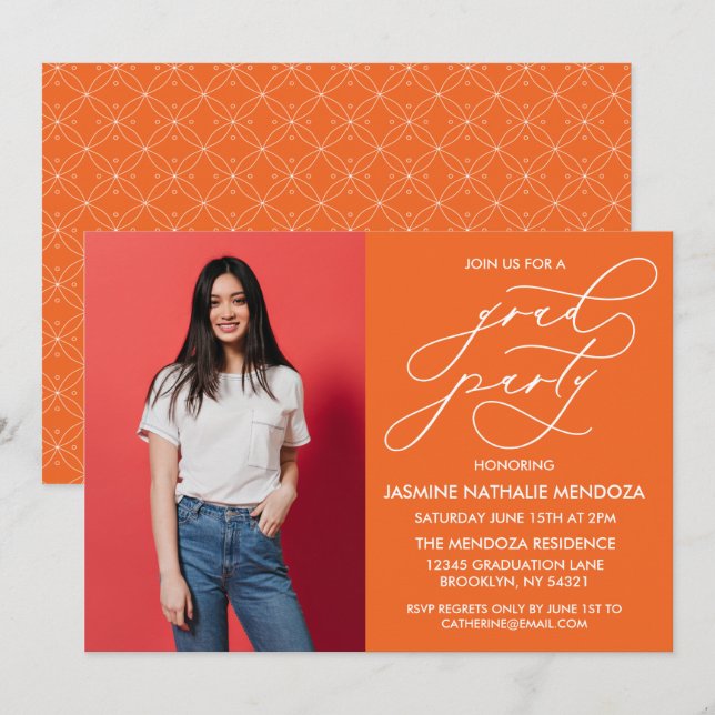 ENKEL WHIMSICAL CALLIGRAPHY STUDENTEN INVICATION INBJUDNINGAR (Fram/baksida)