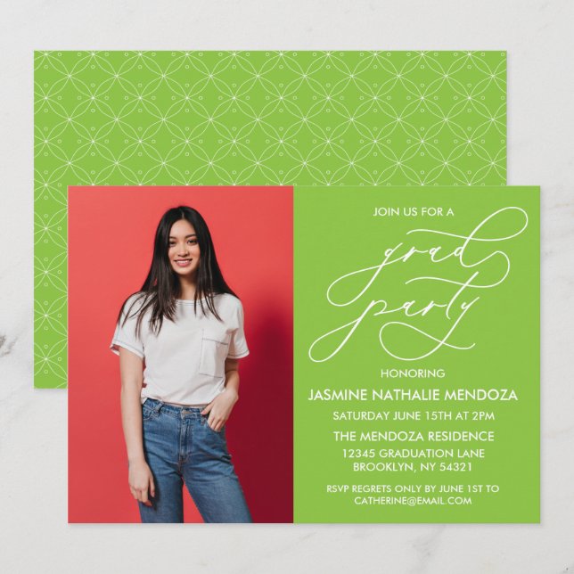 ENKEL WHIMSICAL CALLIGRAPHY STUDENTEN INVICATION INBJUDNINGAR (Fram/baksida)