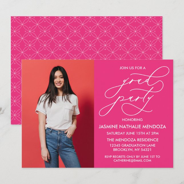 ENKEL WHIMSICAL CALLIGRAPHY STUDENTEN INVICATION INBJUDNINGAR (Fram/baksida)