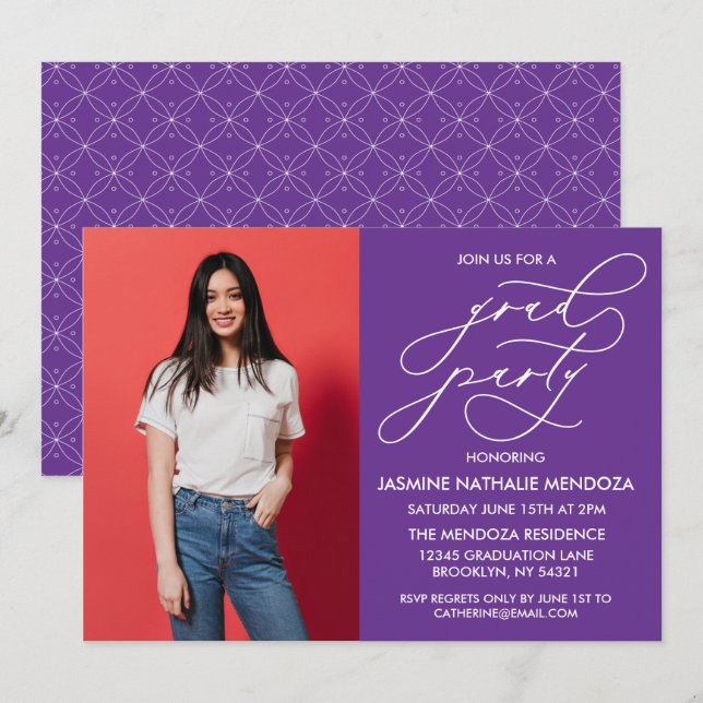 ENKEL WHIMSICAL CALLIGRAPHY STUDENTEN INVICATION INBJUDNINGAR (Fram/baksida)