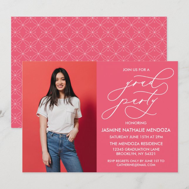 ENKEL WHIMSICAL CALLIGRAPHY STUDENTEN INVICATION INBJUDNINGAR (Fram/baksida)