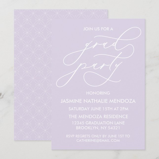 ENKEL WHIMSICAL CALLIGRAPHY STUDENTEN INVICATION INBJUDNINGAR (Fram/baksida)