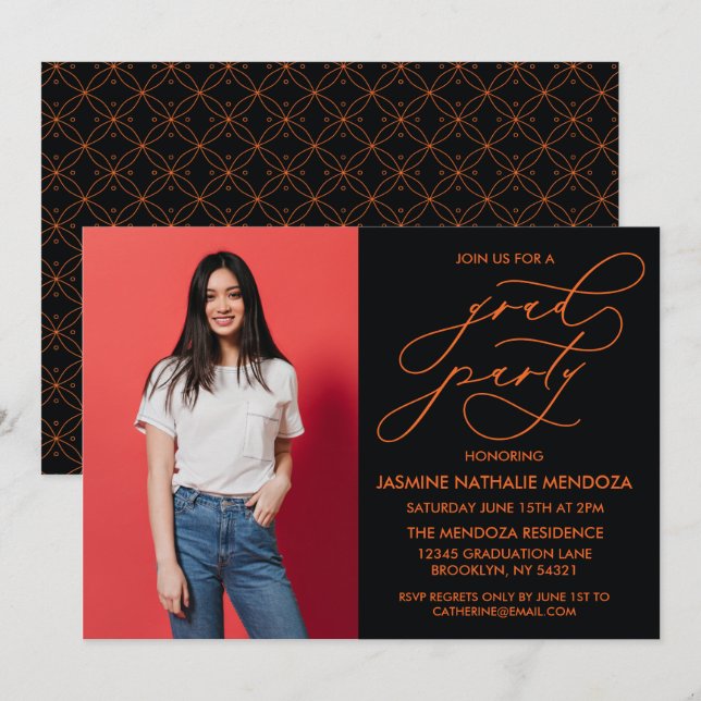 ENKEL WHIMSICAL CALLIGRAPHY STUDENTEN INVICATION INBJUDNINGAR (Fram/baksida)