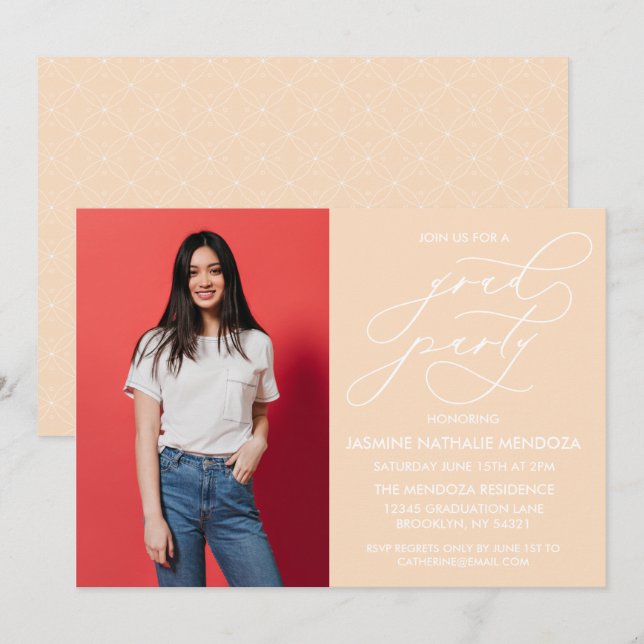 ENKEL WHIMSICAL CALLIGRAPHY STUDENTEN INVICATION INBJUDNINGAR (Fram/baksida)