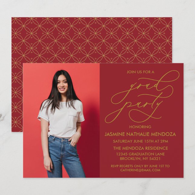 ENKEL WHIMSICAL CALLIGRAPHY STUDENTEN INVICATION INBJUDNINGAR (Fram/baksida)