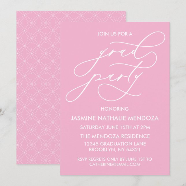 ENKEL WHIMSICAL CALLIGRAPHY STUDENTEN INVICATION INBJUDNINGAR (Fram/baksida)