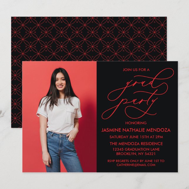 ENKEL WHIMSICAL CALLIGRAPHY STUDENTEN INVICATION INBJUDNINGAR (Fram/baksida)