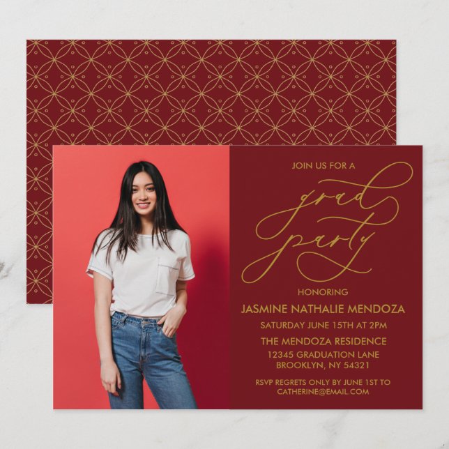 ENKEL WHIMSICAL CALLIGRAPHY STUDENTEN INVICATION INBJUDNINGAR (Fram/baksida)