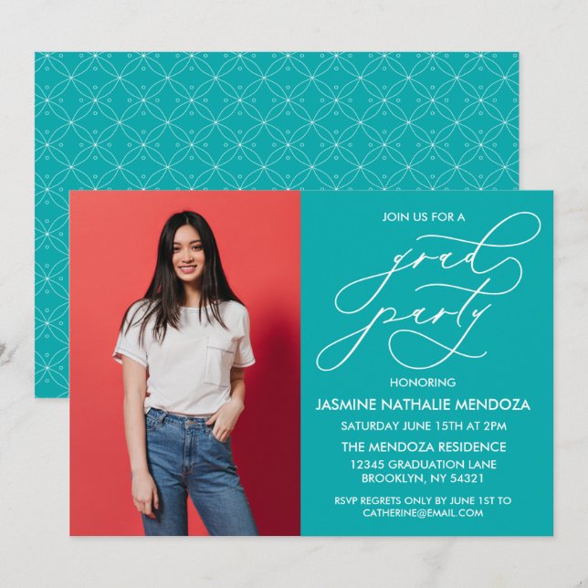 ENKEL WHIMSICAL CALLIGRAPHY STUDENTEN INVICATION INBJUDNINGAR (Fram/baksida)