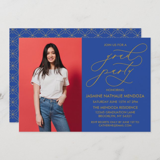 ENKEL WHIMSICAL CALLIGRAPHY STUDENTEN INVICATION INBJUDNINGAR (Fram/baksida)