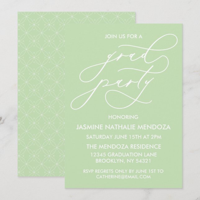 ENKEL WHIMSICAL CALLIGRAPHY STUDENTEN INVICATION INBJUDNINGAR (Fram/baksida)