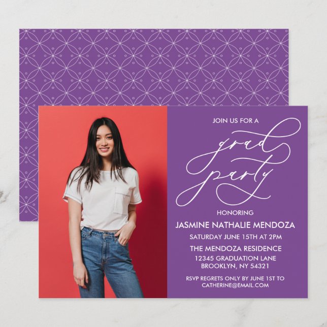 ENKEL WHIMSICAL CALLIGRAPHY STUDENTEN INVICATION INBJUDNINGAR (Fram/baksida)