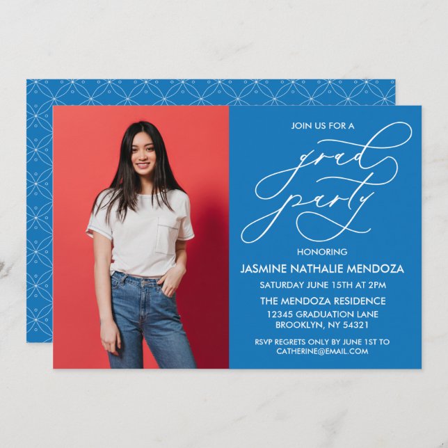 ENKEL WHIMSICAL CALLIGRAPHY STUDENTEN INVICATION INBJUDNINGAR (Fram/baksida)