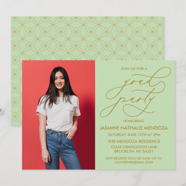 ENKEL WHIMSICAL CALLIGRAPHY STUDENTEN INVICATION INBJUDNINGAR (Fram/baksida)