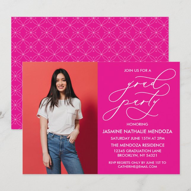 ENKEL WHIMSICAL CALLIGRAPHY STUDENTEN INVICATION INBJUDNINGAR (Fram/baksida)