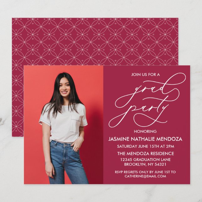 ENKEL WHIMSICAL CALLIGRAPHY STUDENTEN INVICATION INBJUDNINGAR (Fram/baksida)