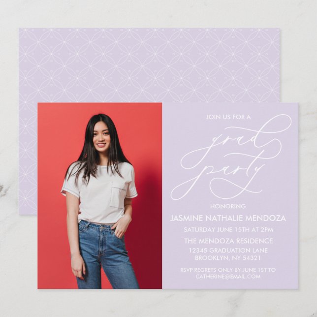 ENKEL WHIMSICAL CALLIGRAPHY STUDENTEN INVICATION INBJUDNINGAR (Fram/baksida)