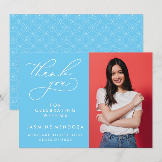 ENKEL WHIMSISK KALLIGRAFI STUDENTEN TACK KORT (Fram/baksida)