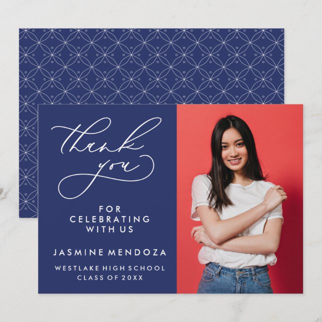 ENKEL WHIMSISK KALLIGRAFI STUDENTEN TACK KORT (Fram/baksida)