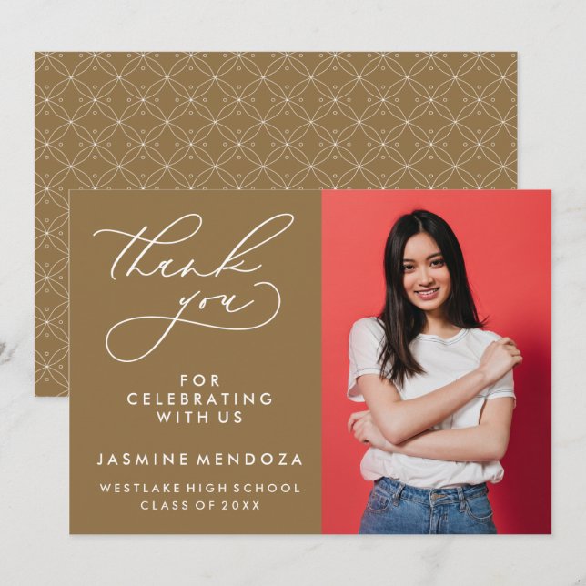 ENKEL WHIMSISK KALLIGRAFI STUDENTEN TACK KORT (Fram/baksida)