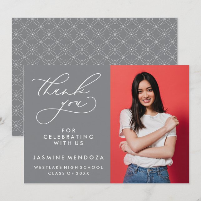 ENKEL WHIMSISK KALLIGRAFI STUDENTEN TACK KORT (Fram/baksida)