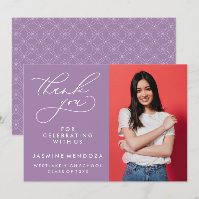 ENKEL WHIMSISK KALLIGRAFI STUDENTEN TACK KORT (Fram/baksida)