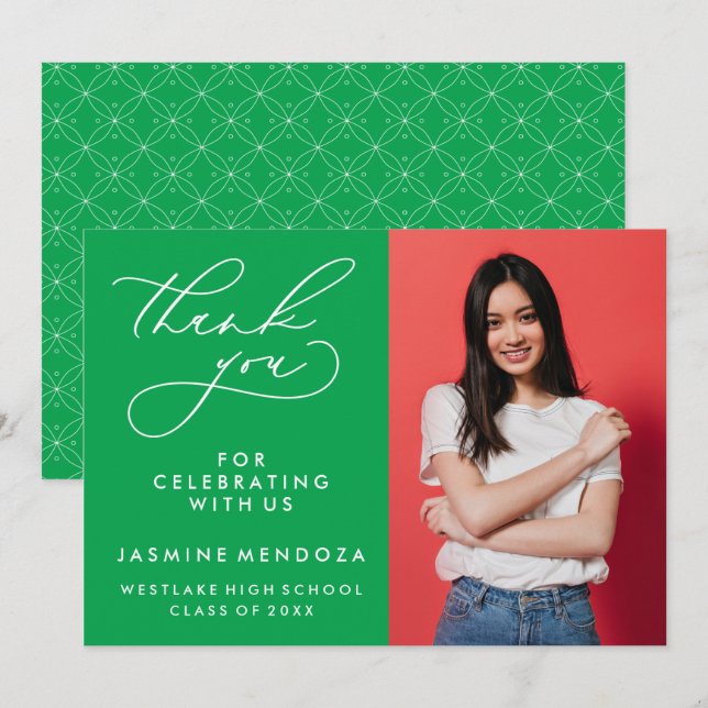 ENKEL WHIMSISK KALLIGRAFI STUDENTEN TACK KORT (Fram/baksida)