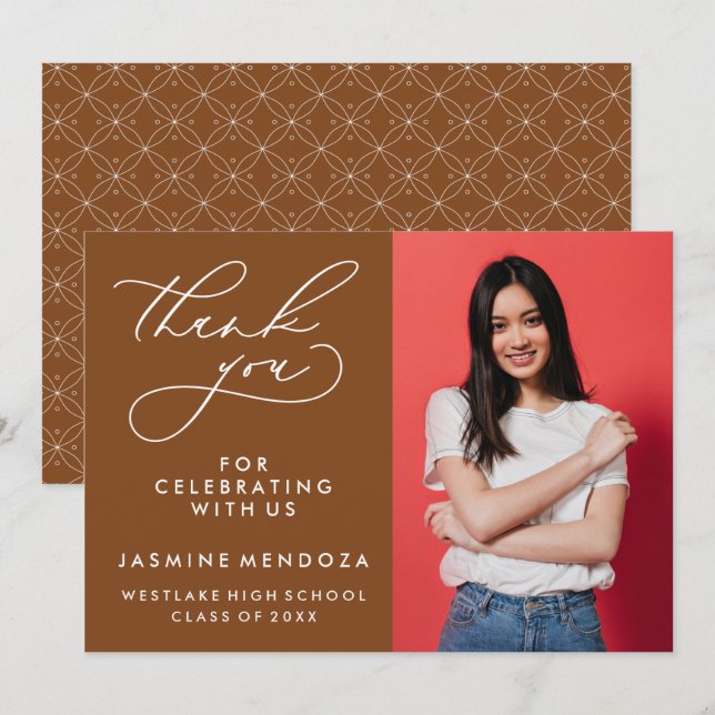 ENKEL WHIMSISK KALLIGRAFI STUDENTEN TACK KORT (Fram/baksida)