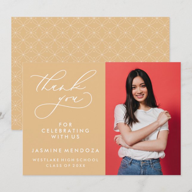 ENKEL WHIMSISK KALLIGRAFI STUDENTEN TACK KORT (Fram/baksida)