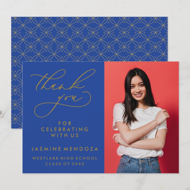 ENKEL WHIMSISK KALLIGRAFI STUDENTEN TACK KORT (Fram/baksida)